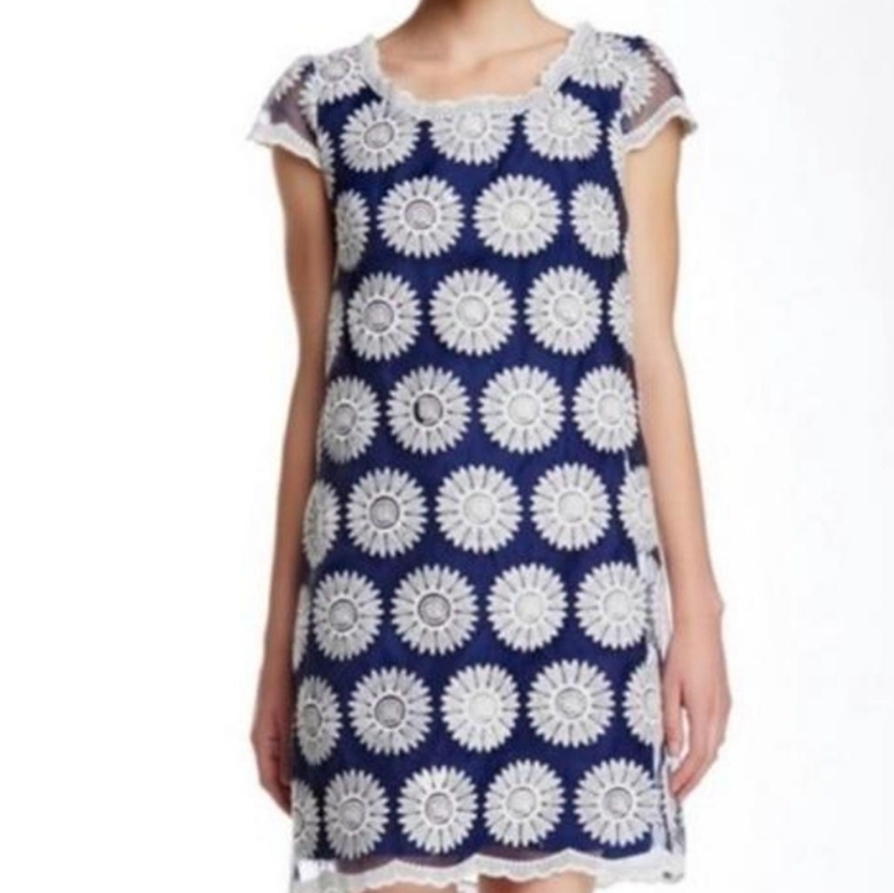 Betsey Johnson Navy and Cream Sunflower Mini Dress